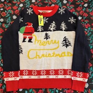 Tipsy Elves Santa Crewneck Sweater - Merry Christmas message